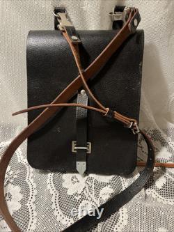 Vintage Leather Stamped NVA GERMANY MILITARY ARMY MAP CARRIER BAG SATCHEL Nice