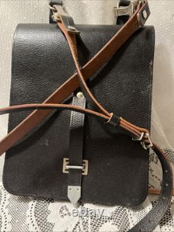 Vintage Leather Stamped NVA GERMANY MILITARY ARMY MAP CARRIER BAG SATCHEL Nice