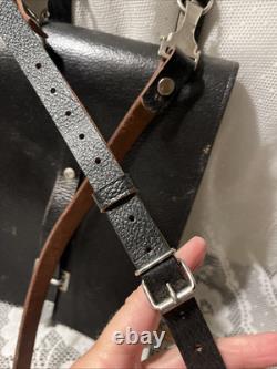 Vintage Leather Stamped NVA GERMANY MILITARY ARMY MAP CARRIER BAG SATCHEL Nice