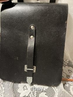 Vintage Leather Stamped NVA GERMANY MILITARY ARMY MAP CARRIER BAG SATCHEL Nice