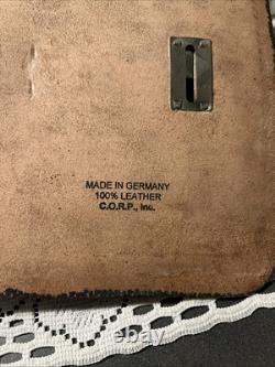 Vintage Leather Stamped NVA GERMANY MILITARY ARMY MAP CARRIER BAG SATCHEL Nice