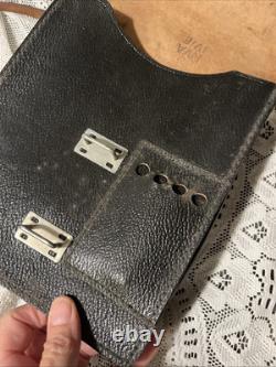 Vintage Leather Stamped NVA GERMANY MILITARY ARMY MAP CARRIER BAG SATCHEL Nice