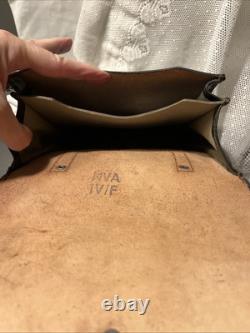 Vintage Leather Stamped NVA GERMANY MILITARY ARMY MAP CARRIER BAG SATCHEL Nice