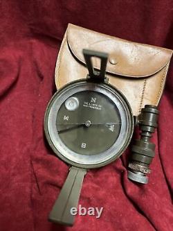 Vintage Lietz Co Survey Compass With Case Military Army Green AS IS A-20