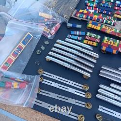 Vintage Lot of U. S. Army Military Ribbons & Army Ribbon Holders Mounting Bars