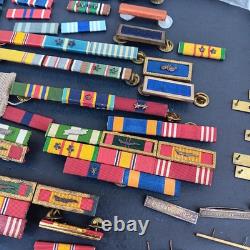 Vintage Lot of U. S. Army Military Ribbons & Army Ribbon Holders Mounting Bars