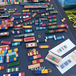Vintage Lot of U. S. Army Military Ribbons & Army Ribbon Holders Mounting Bars
