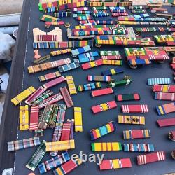 Vintage Lot of U. S. Army Military Ribbons & Army Ribbon Holders Mounting Bars