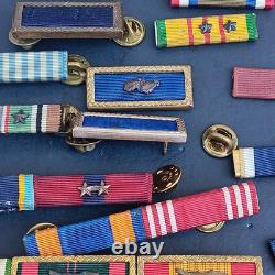 Vintage Lot of U. S. Army Military Ribbons & Army Ribbon Holders Mounting Bars