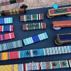 Vintage Lot of U. S. Army Military Ribbons & Army Ribbon Holders Mounting Bars