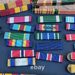 Vintage Lot of U. S. Army Military Ribbons & Army Ribbon Holders Mounting Bars