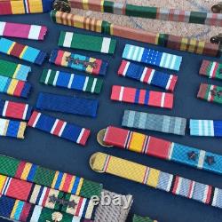 Vintage Lot of U. S. Army Military Ribbons & Army Ribbon Holders Mounting Bars