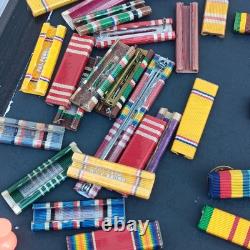 Vintage Lot of U. S. Army Military Ribbons & Army Ribbon Holders Mounting Bars