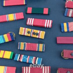 Vintage Lot of U. S. Army Military Ribbons & Army Ribbon Holders Mounting Bars