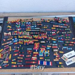 Vintage Lot of U. S. Army Military Ribbons & Army Ribbon Holders Mounting Bars