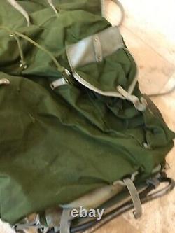 Vintage Mid Century Norwegian Army Military Framed Canvas Leather Backpack