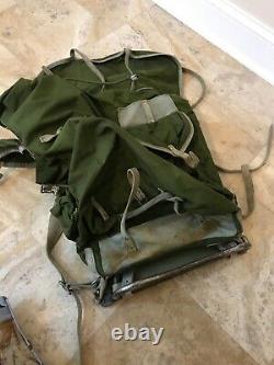 Vintage Mid Century Norwegian Army Military Framed Canvas Leather Backpack