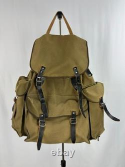 Vintage Military Canvas Leather Rucksack Swiss Army Style Hiking Backpack 1950s