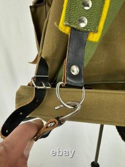Vintage Military Canvas Leather Rucksack Swiss Army Style Hiking Backpack 1950s