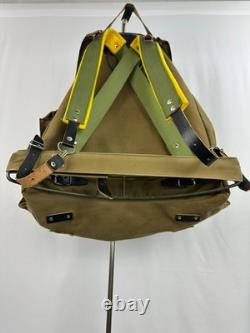 Vintage Military Canvas Leather Rucksack Swiss Army Style Hiking Backpack 1950s