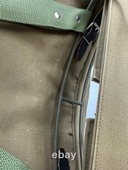 Vintage Military Canvas Leather Rucksack Swiss Army Style Hiking Backpack 1950s