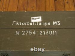Vintage Military Field Lamp in Crate Swedish Army 1950s Working Light M3