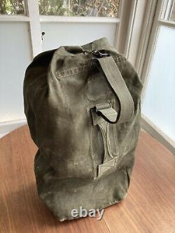 Vintage Military French Army Linen Hemp Tote Duffel Ruck Sack