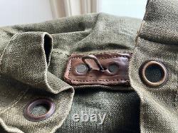 Vintage Military French Army Linen Hemp Tote Duffel Ruck Sack