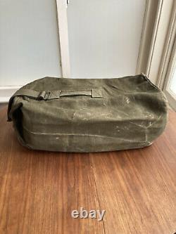 Vintage Military French Army Linen Hemp Tote Duffel Ruck Sack