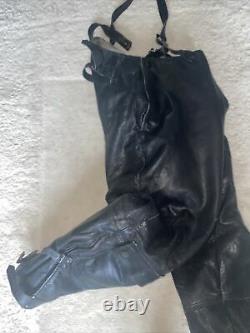 Vintage Military Leather Pants OREBRO Swedish 1940s Motorcycle /Aviation Rally