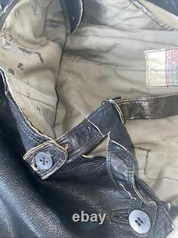 Vintage Military Leather Pants OREBRO Swedish 1940s Motorcycle /Aviation Rally