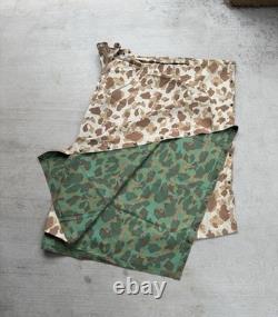 Vintage Military Poncho USMC WWII Reversible Frogskin Camo US Navy Army 1940s