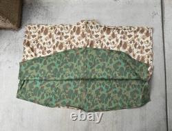 Vintage Military Poncho USMC WWII Reversible Frogskin Camo US Navy Army 1940s