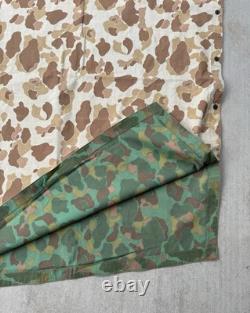 Vintage Military Poncho USMC WWII Reversible Frogskin Camo US Navy Army 1940s
