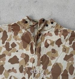 Vintage Military Poncho USMC WWII Reversible Frogskin Camo US Navy Army 1940s