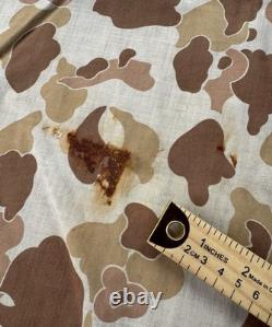 Vintage Military Poncho USMC WWII Reversible Frogskin Camo US Navy Army 1940s