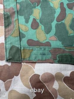 Vintage Military Poncho USMC WWII Reversible Frogskin Camo US Navy Army 1940s