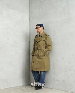 Vintage Military Surplus Spanish Army Trench Coat Used Size M Blue