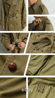 Vintage Military Surplus Spanish Army Trench Coat Used Size M Blue