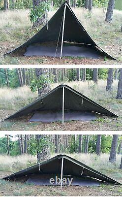 Vintage Military TENT Lavvu Set 2-Person Half Poncho Shelter Tarp Polish Army 2