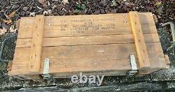 Vintage Military Wood Wooden Army Crate Box 120mm Cannon Ammunition Ammo Empty