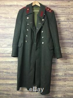 Vintage Russian Soviet Era Wool Military Army Officer Long Coat Overcoat Gray