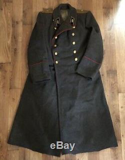 Vintage Russian Soviet Military Army Coat Uniform Officer Overcoat Wool