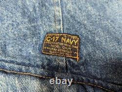 Vintage SURPLUS C-17 Army Navy Denim Jean Flight Pilot USA Bomber Jacket Size M