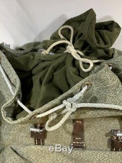 Vintage SWISS ARMY Military Leather Salt & Pepper BACKPACK G Buchs Preverenges