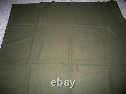 Vintage Soft Wool Olive Green Mothproofed Camping Blanket US Army Size 62 X 76