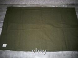 Vintage Soft Wool Olive Green Mothproofed Camping Blanket US Army Size 62 X 76