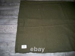 Vintage Soft Wool Olive Green Mothproofed Camping Blanket US Army Size 62 X 76