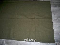 Vintage Soft Wool Olive Green Mothproofed Camping Blanket US Army Size 62 X 76