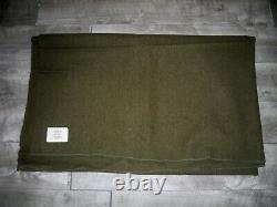 Vintage Soft Wool Olive Green Mothproofed Camping Blanket US Army Size 62 X 76